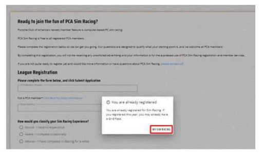 Click “MY SIM RACING” in the box.